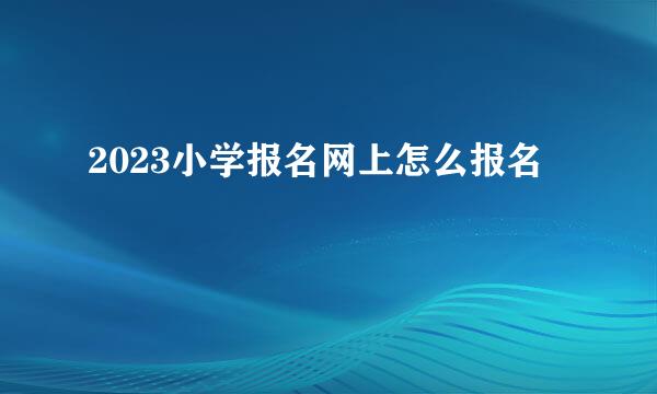 2023小学报名网上怎么报名