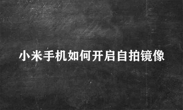 小米手机如何开启自拍镜像