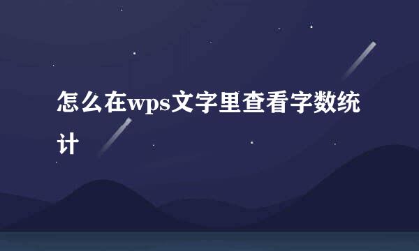 怎么在wps文字里查看字数统计