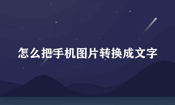 怎么把手机图片转换成文字
