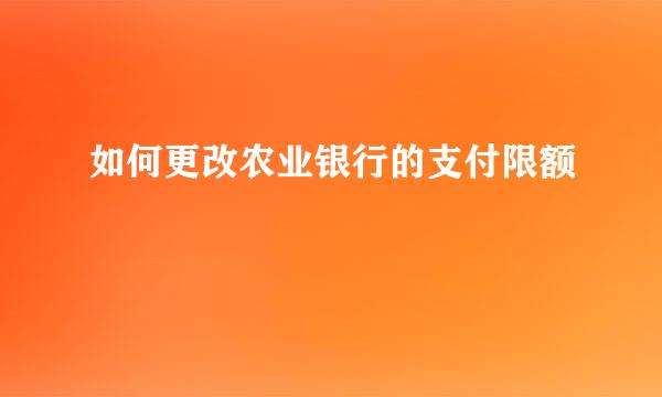 如何更改农业银行的支付限额