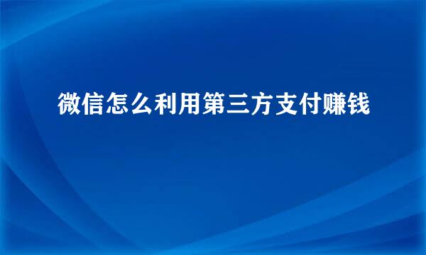 微信怎么利用第三方支付赚钱