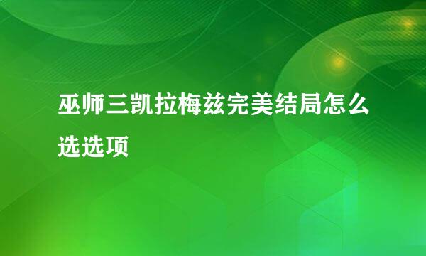 巫师三凯拉梅兹完美结局怎么选选项