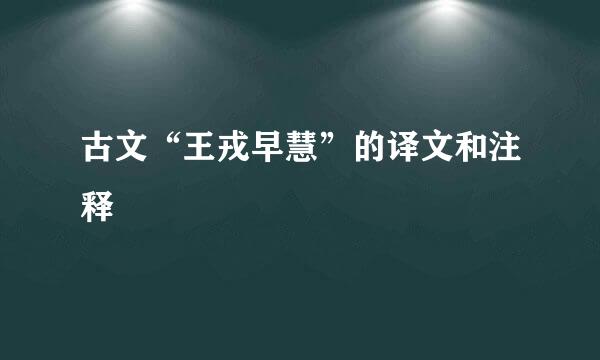 古文“王戎早慧”的译文和注释