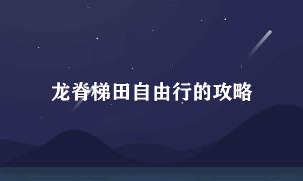 龙脊梯田自由行的攻略