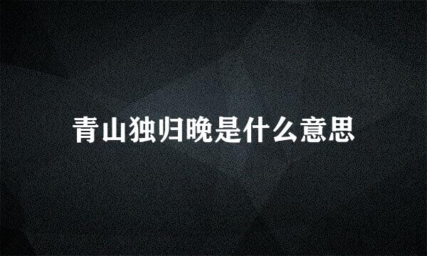 青山独归晚是什么意思