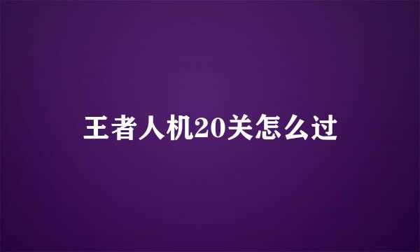 王者人机20关怎么过