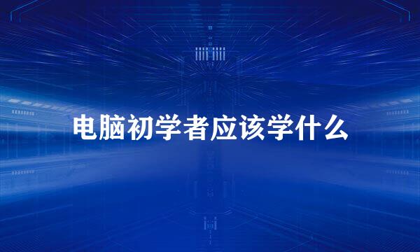 电脑初学者应该学什么