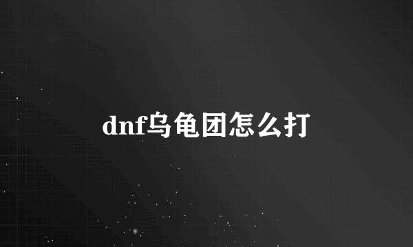 dnf乌龟团怎么打