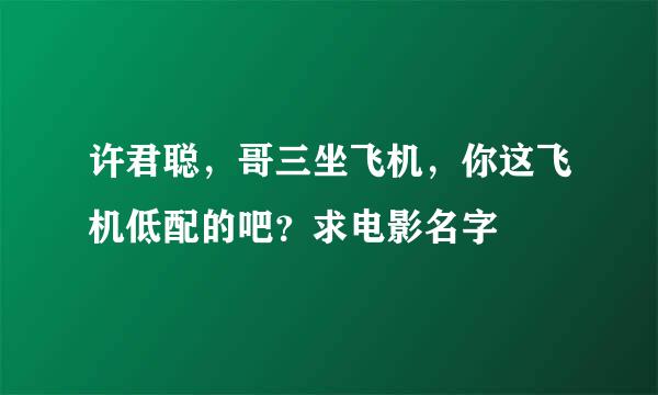 许君聪，哥三坐飞机，你这飞机低配的吧？求电影名字