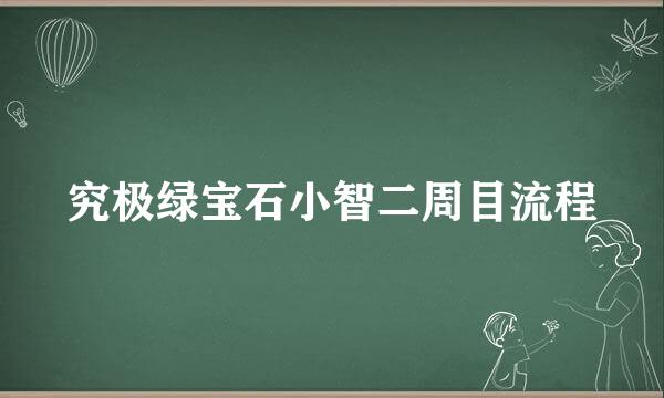 究极绿宝石小智二周目流程