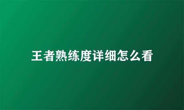 王者熟练度详细怎么看