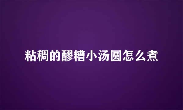 粘稠的醪糟小汤圆怎么煮
