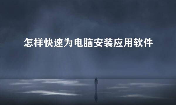 怎样快速为电脑安装应用软件