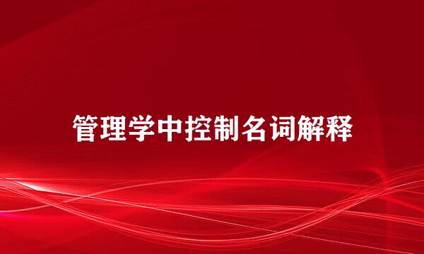 管理学中控制名词解释