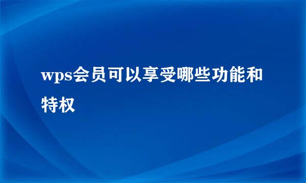 wps会员可以享受哪些功能和特权