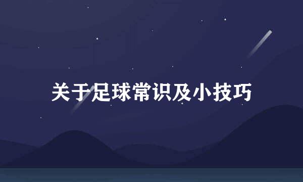 关于足球常识及小技巧