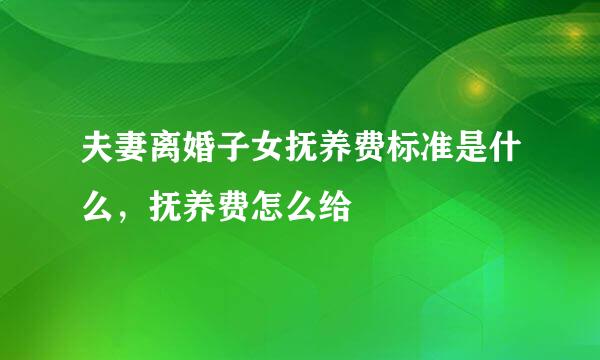 夫妻离婚子女抚养费标准是什么,抚养费怎么给