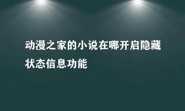 动漫之家的小说在哪开启隐藏状态信息功能
