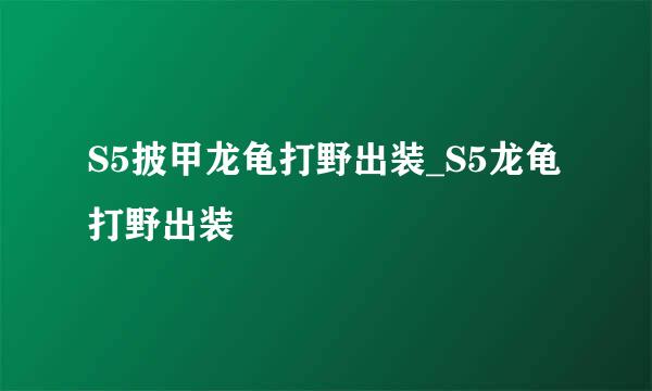 S5披甲龙龟打野出装_S5龙龟打野出装