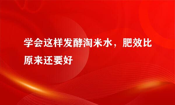 学会这样发酵淘米水,肥效比原来还要好