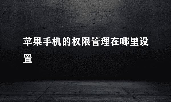苹果手机的权限管理在哪里设置