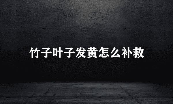 竹子叶子发黄怎么补救