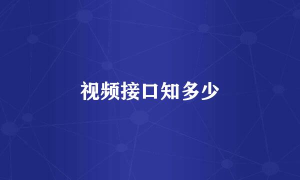 视频接口知多少
