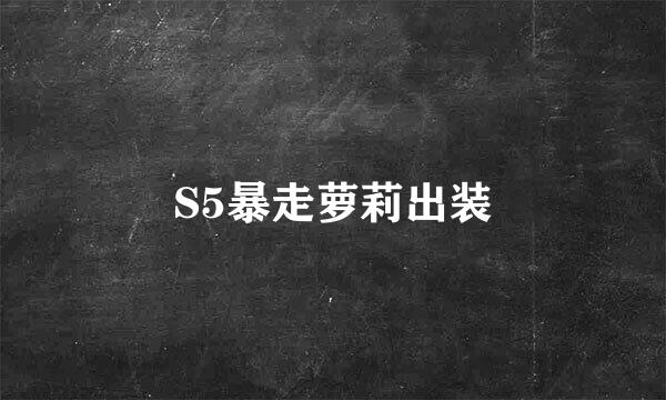 S5暴走萝莉出装