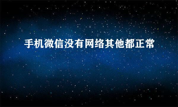 手机微信没有网络其他都正常