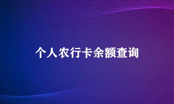 个人农行卡余额查询