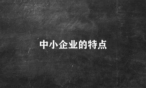 中小企业的特点