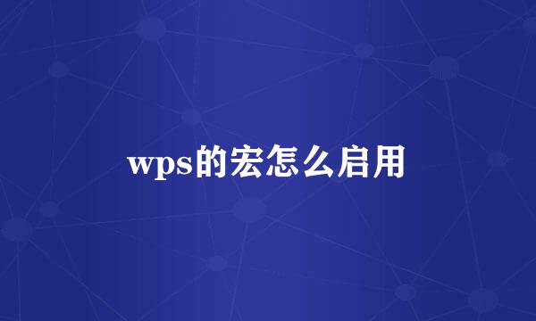wps的宏怎么启用