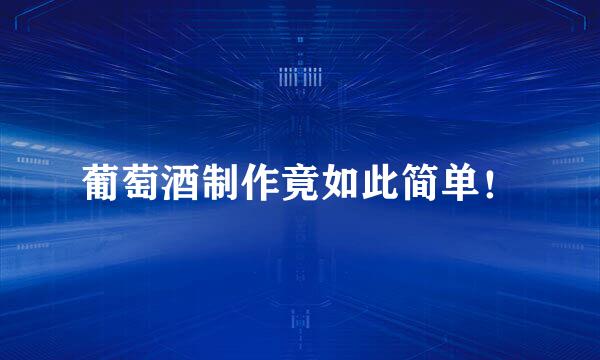 葡萄酒制作竟如此简单！