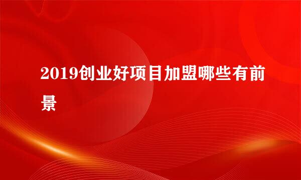 2019创业好项目加盟哪些有前景