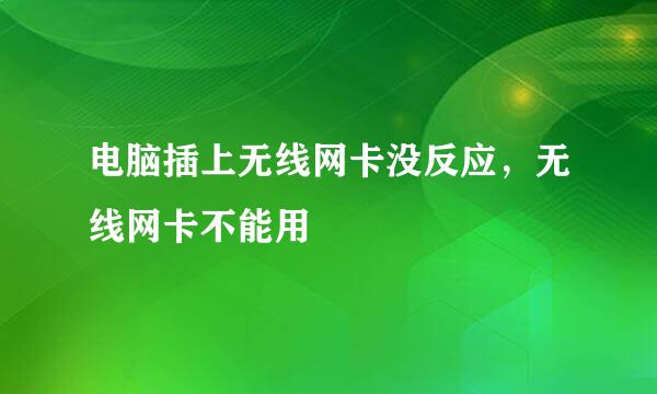 电脑插上无线网卡没反应，无线网卡不能用