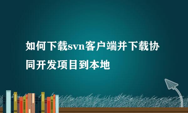 如何下载svn客户端并下载协同开发项目到本地