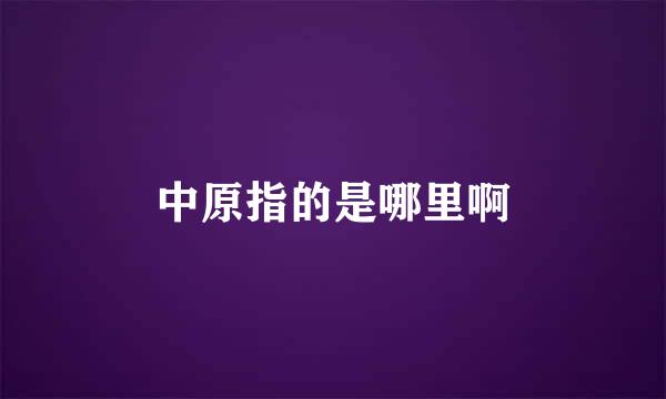 中原指的是哪里啊