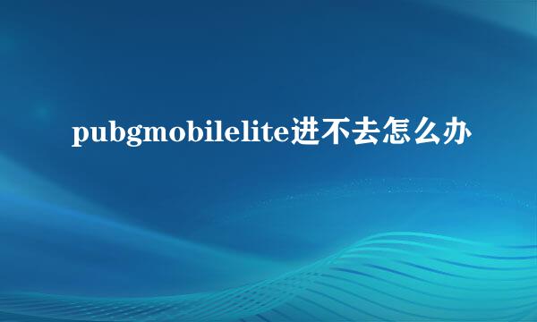pubgmobilelite进不去怎么办