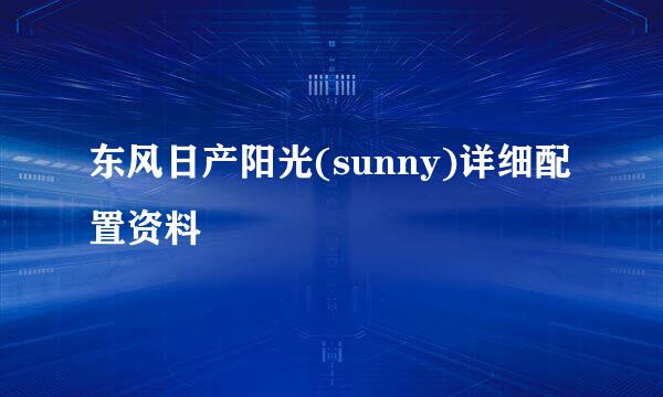 东风日产阳光(sunny)详细配置资料