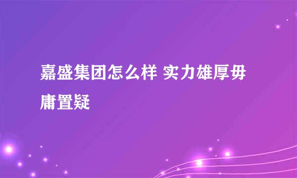 嘉盛集团怎么样 实力雄厚毋庸置疑