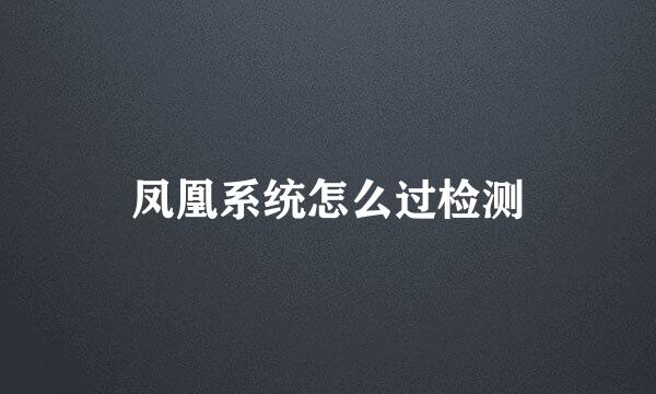 凤凰系统怎么过检测