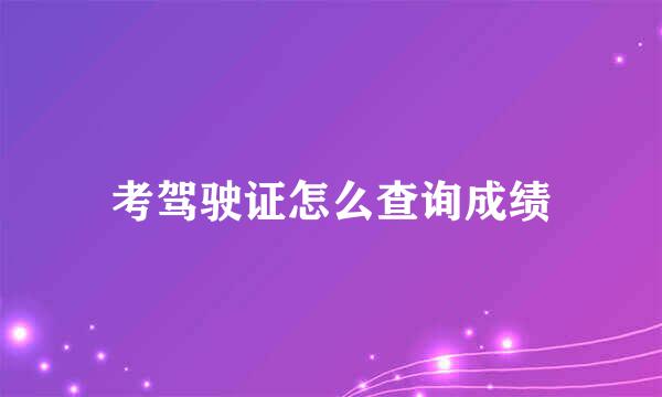 考驾驶证怎么查询成绩