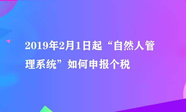 2019年2月1日起“自然人管理系统”如何申报个税