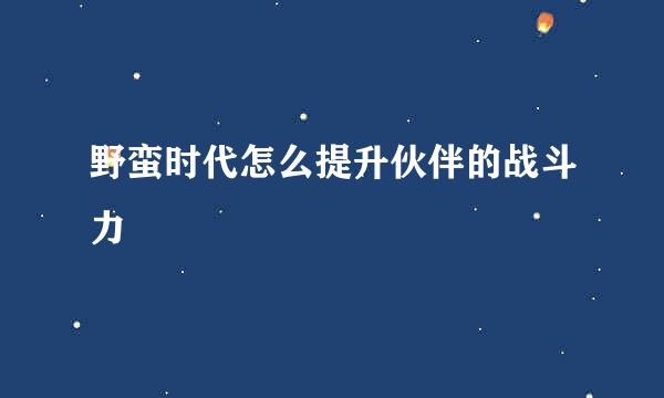 野蛮时代怎么提升伙伴的战斗力