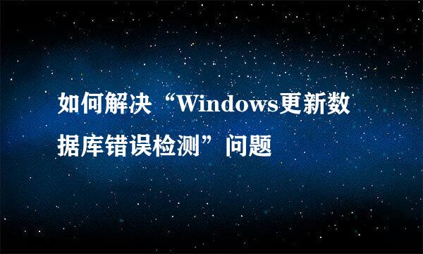 如何解决“Windows更新数据库错误检测”问题