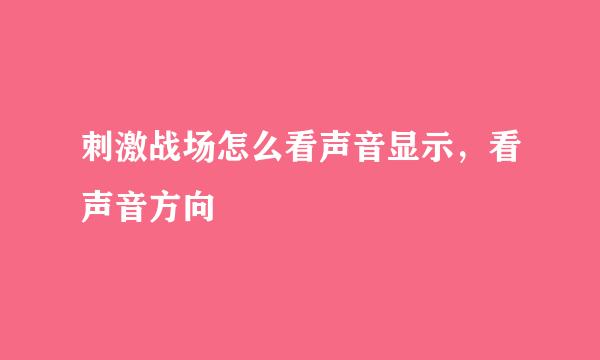 刺激战场怎么看声音显示,看声音方向
