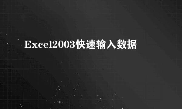 Excel2003快速输入数据