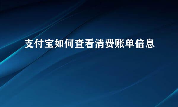 支付宝如何查看消费账单信息