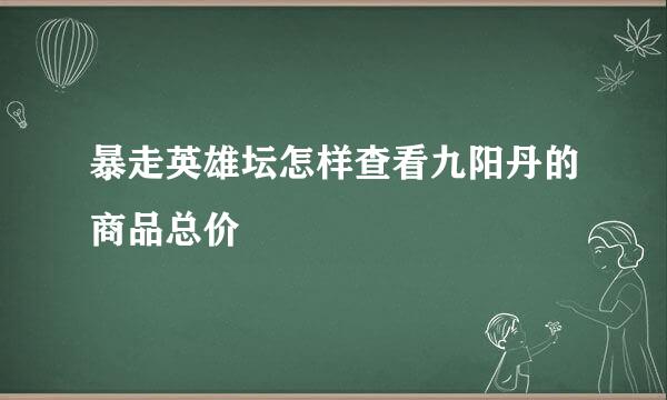 暴走英雄坛怎样查看九阳丹的商品总价
